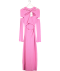 Mach & Mach Pink Camille heart-embellished knitted midi dress UK XL