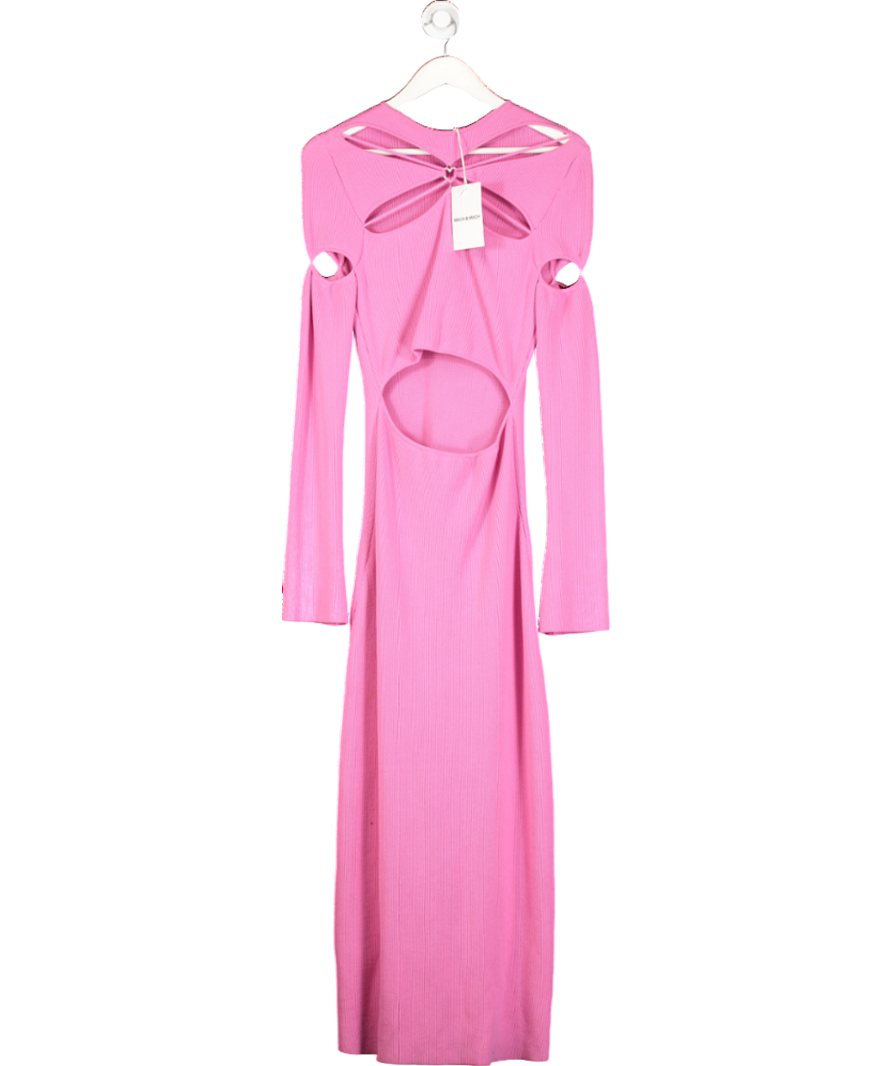 Mach & Mach Pink Camille heart-embellished knitted midi dress UK XL