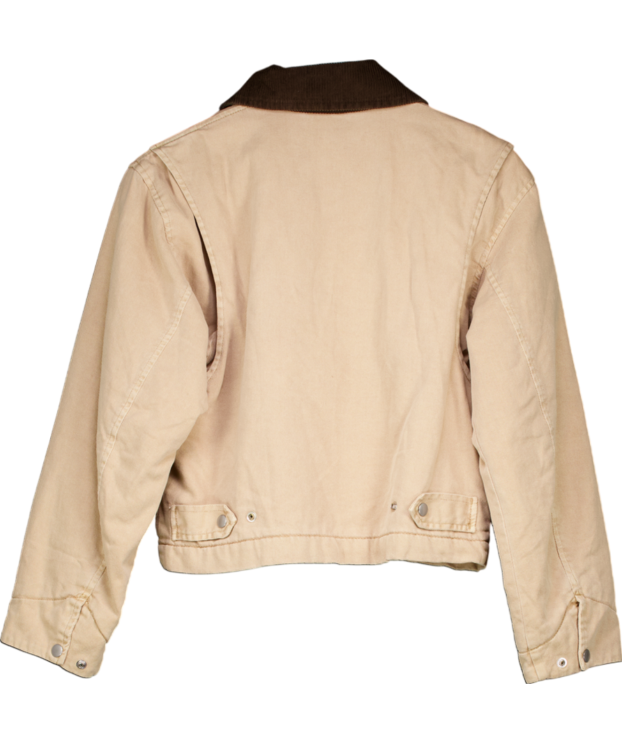 H&M Beige Twill Jacket With Corduroy Collar UK XS