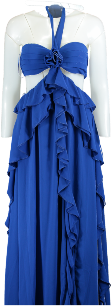 Fashion Nova Royal Rosalie Ruffle Maxi Dress UK XS