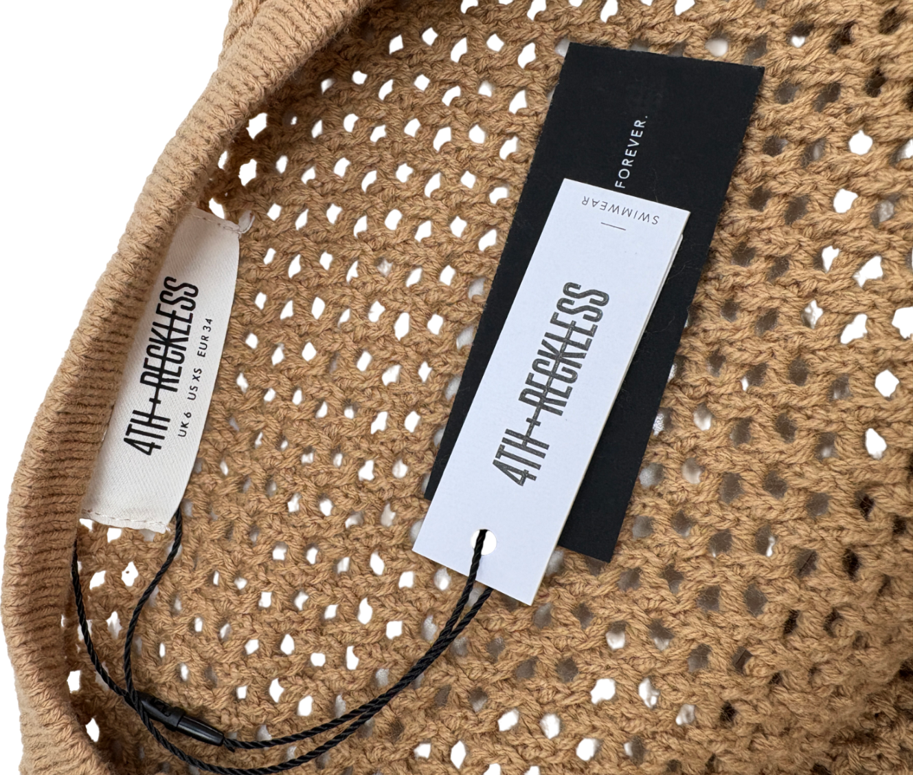 4th & Reckless Beige Elouise Knitted Top And Mini Skirt UK 6