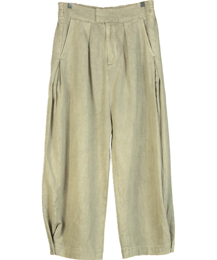 Free People Green Cool Harbor Wide-Leg Trousers UK S