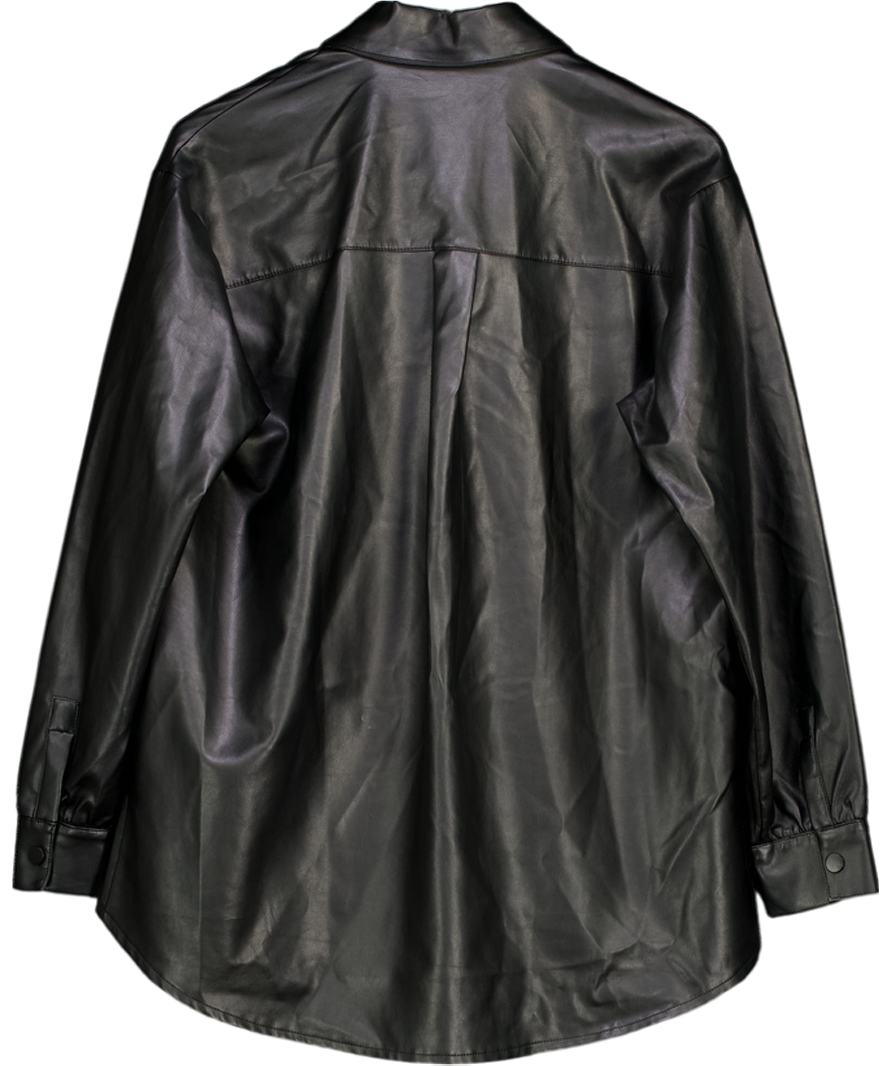 Club L Black Faux Leather Oversize Shirt / Dress UK 8