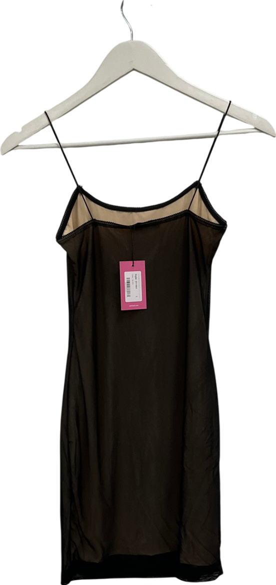 Edikted Black Lolita Mesh Mini Dress UK S