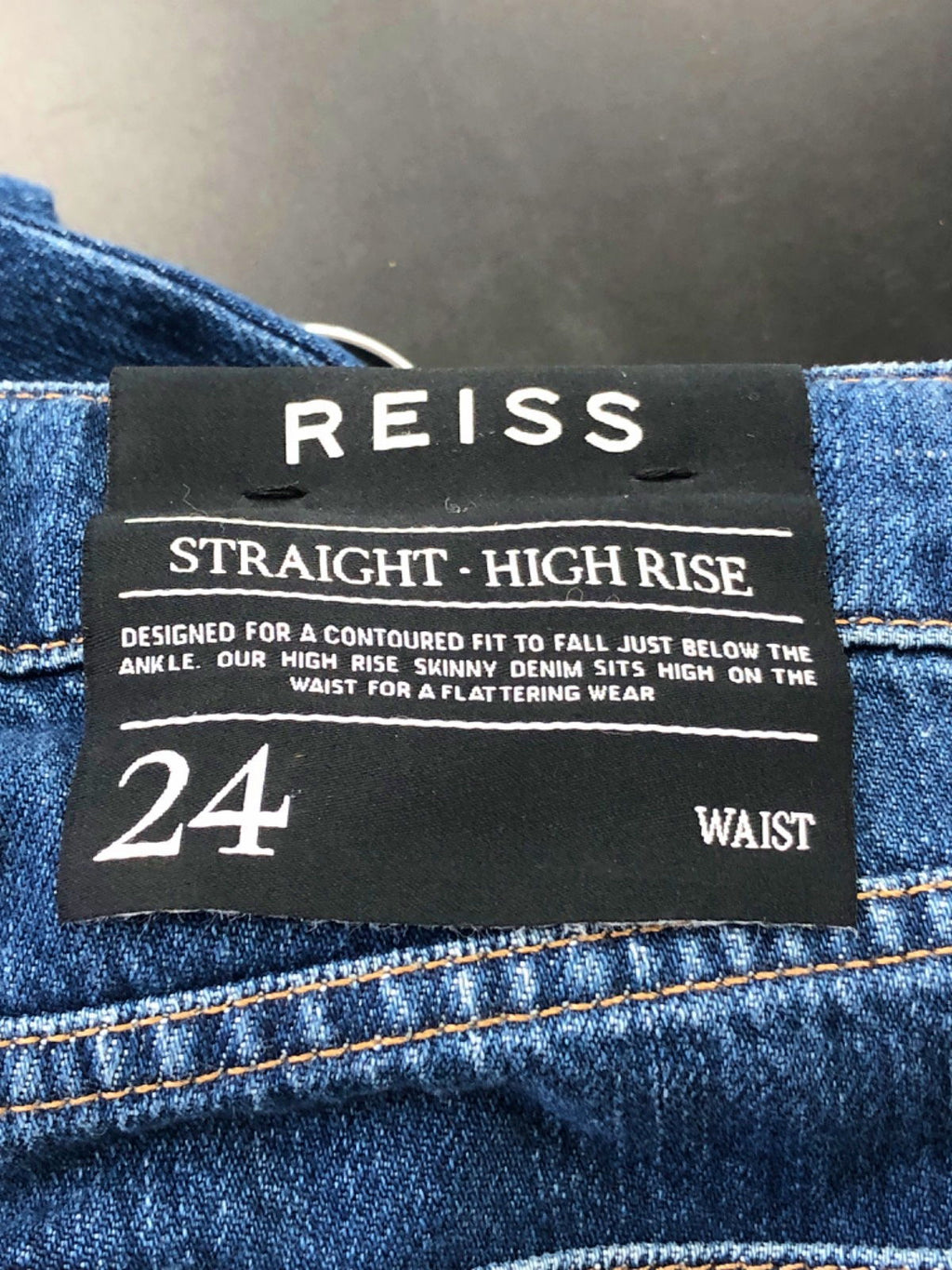 Reiss Blue Straight High Rise Jeans UK 6