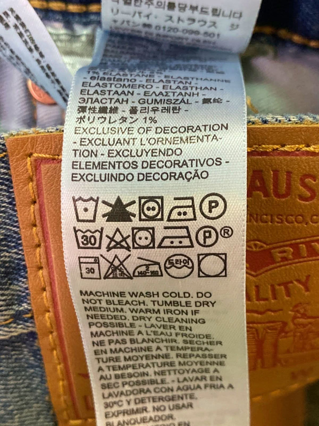 Levi's Blue 501 Original Stretch Jeans W34 L30