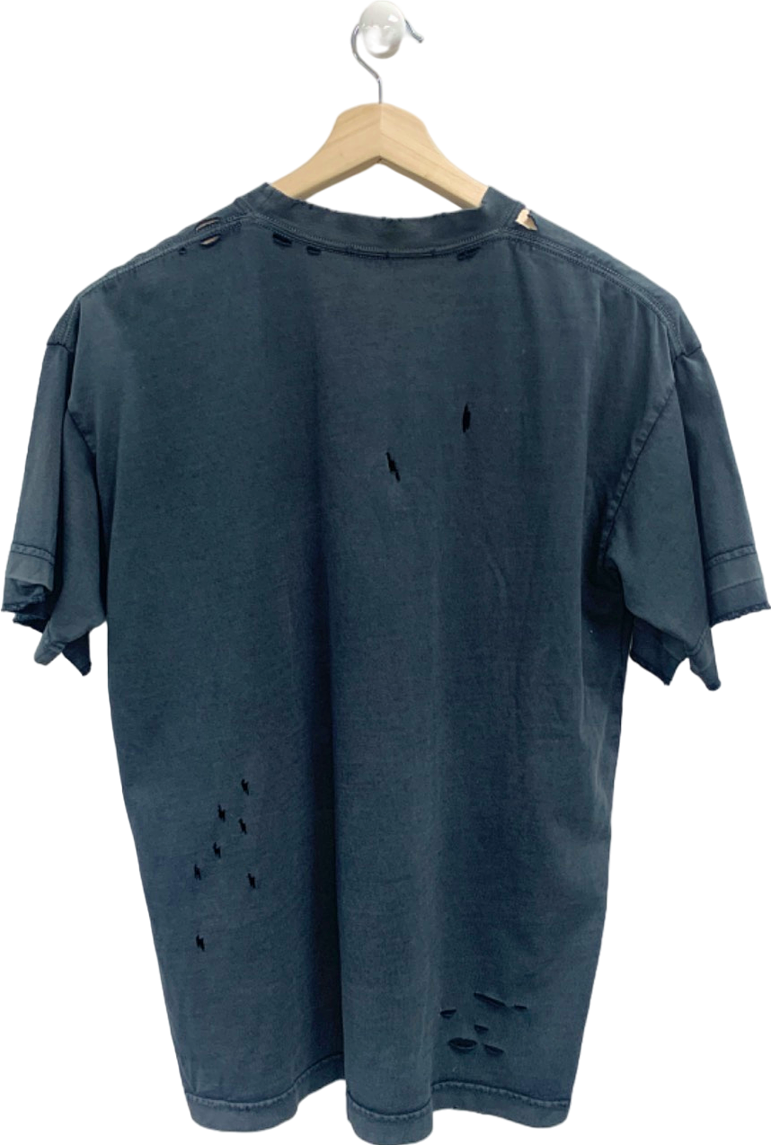 Balenciaga Black Distressed Logo T-Shirt UK M