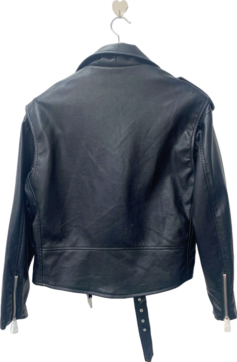 Mango Black REAL  Leather Biker Jacket L