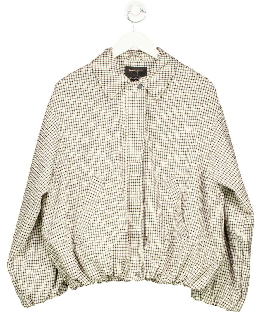 River Island Beige Check Bubble Hem Bomber Jacket UK 6