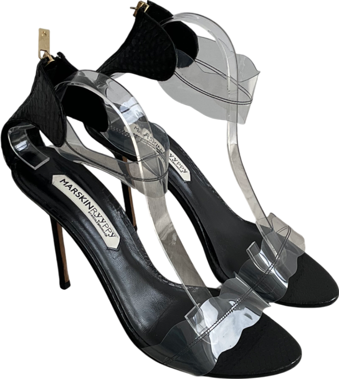 Marskinryypyy Black Pauwau Ankle Strap Heeled Sandals UK 8 EU 41 👠