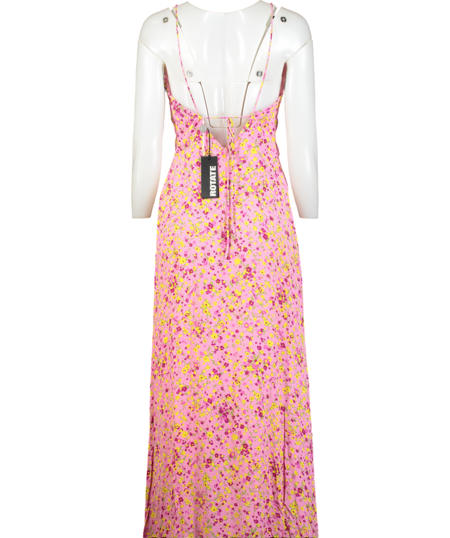 ROTATE Fuchsia Floral Print Jacquard Maxi Slip Dress Eu38 UK 10