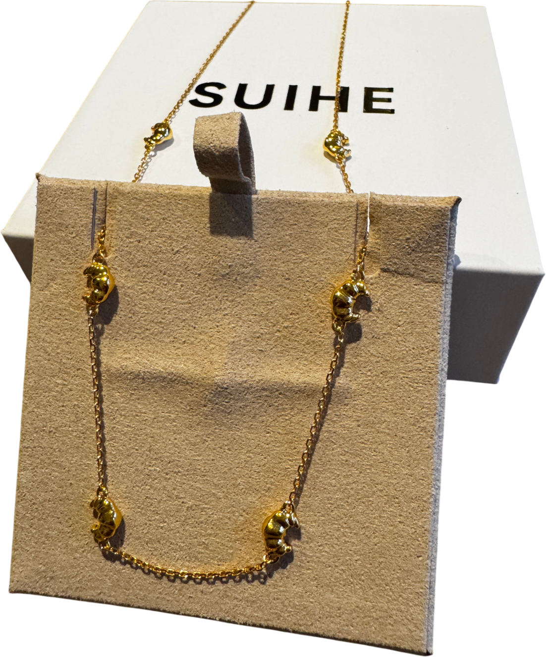 SUIHE 18k Yellow Gold Vermeil Over Sterling Silver Croissant Mini Charm Necklace