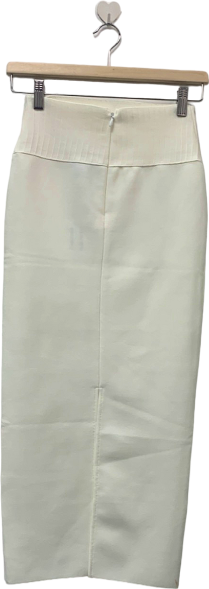 Karen Millen Cream Bandage Form Fitting Knit Midi Skirt UK XS