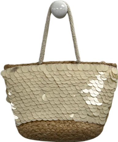 ZARA White Sequinned Basket Bag One Size