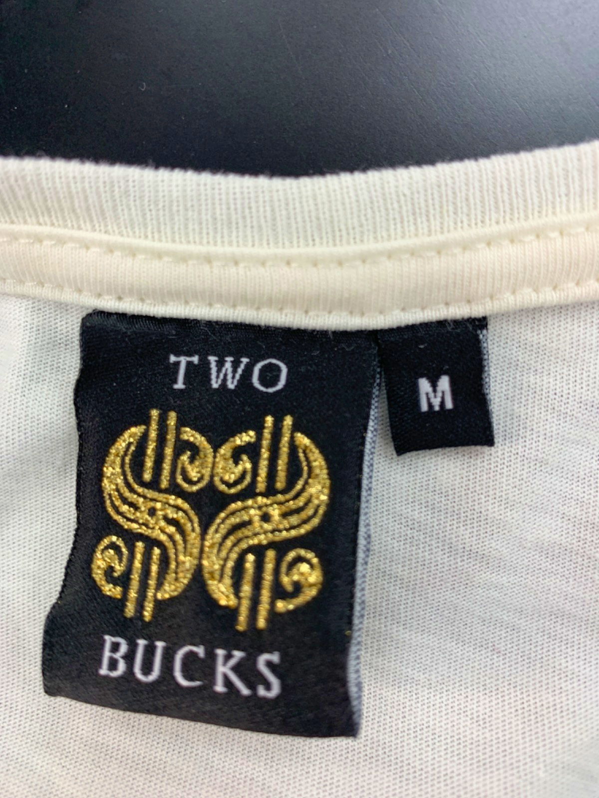 Two Bucks White Cat Print Crew Neck T-Shirt M