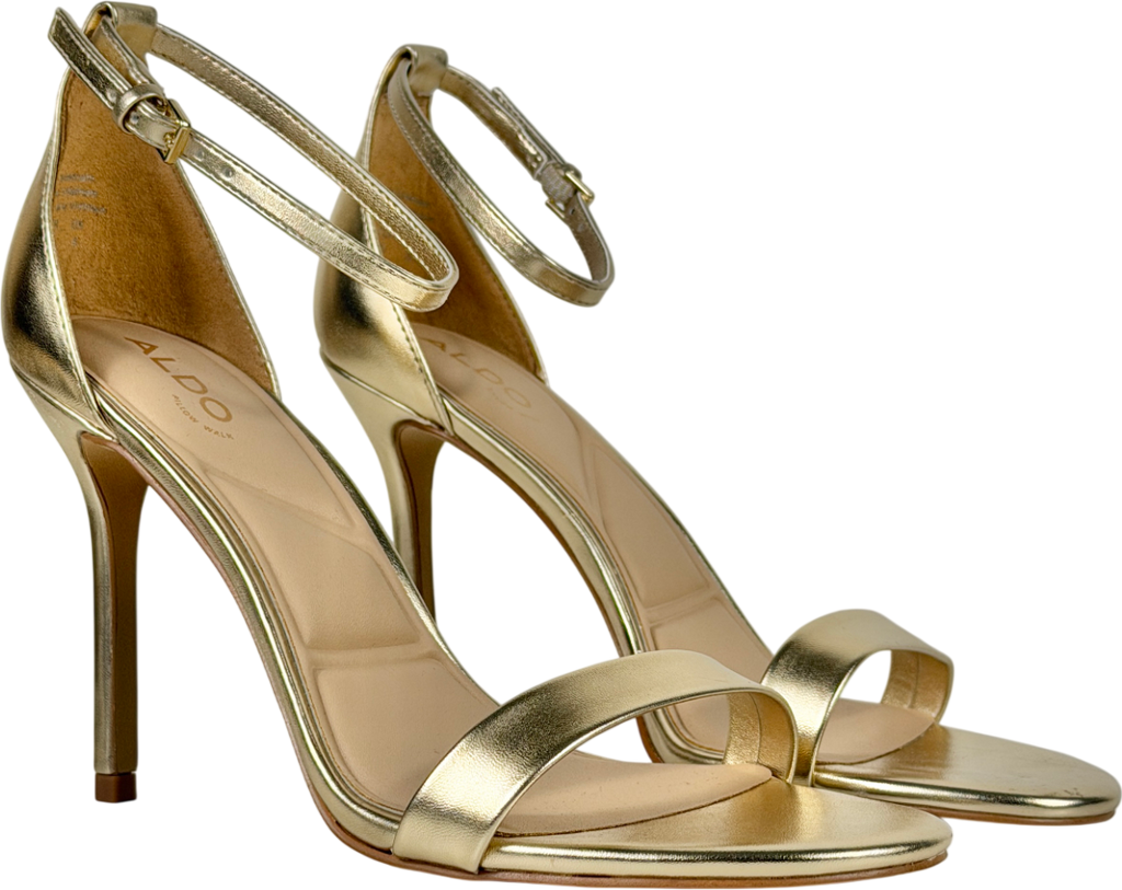 Aldo Metallic Gold Heeled Sandal UK 6 EU 39 👠