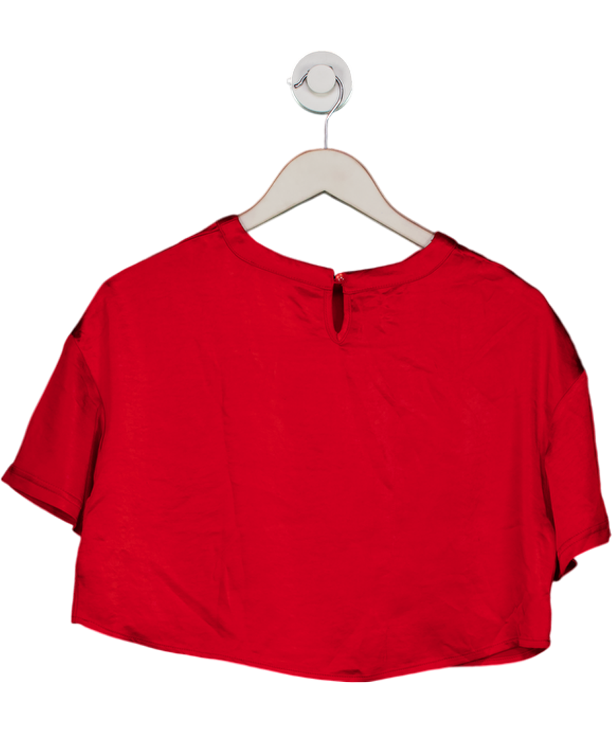 4th & Reckless Dara Red Satin Cropped Top UK 8