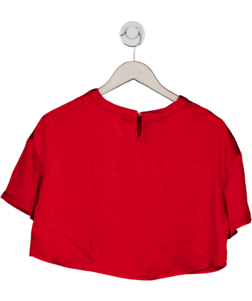 4th & Reckless Dara Red Satin Cropped Top UK 8