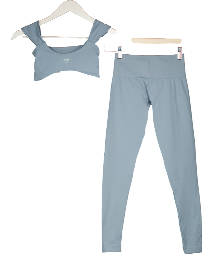 gymshark Blue Soft Sculpt Cap Sleeve Bralette And Leggings UK XS