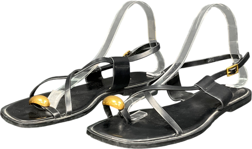 ZARA Black Flat Strap Sandal UK 5 EU 38 👠