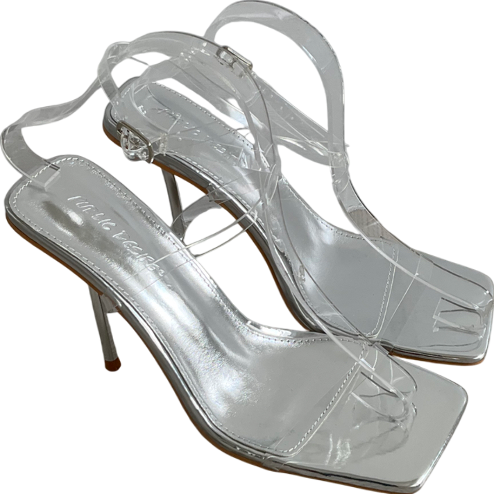 Public Desire Metallic Strappy Barely There Stiletto Heeled Sandals UK 6 EU 39 👠