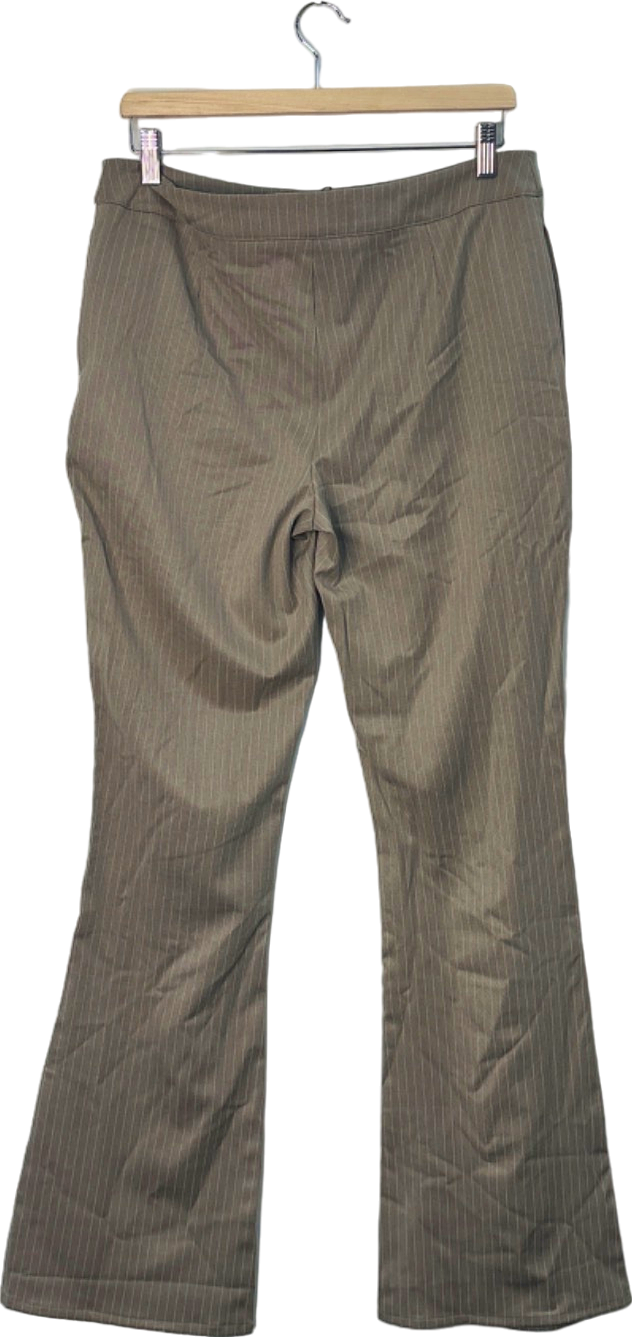 P.L.T. Label Beige Pinstripe Trousers UK 10