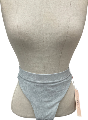 Oh Polly Metallic Silver Thong Bikini Bottoms UK M