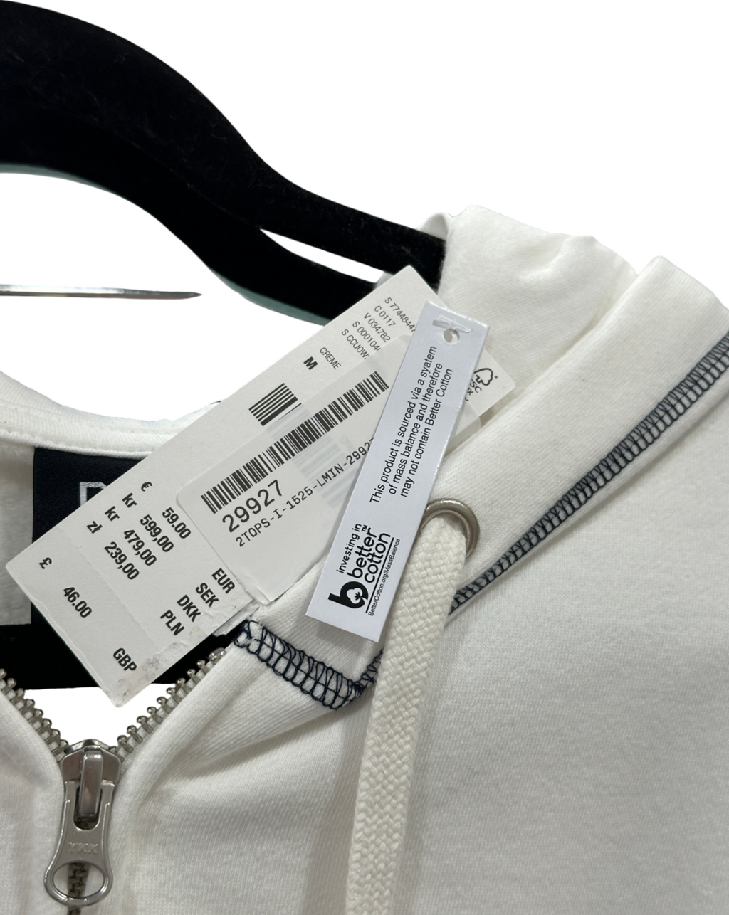 BDG White Slouchy Zip-through Hoodie UK M