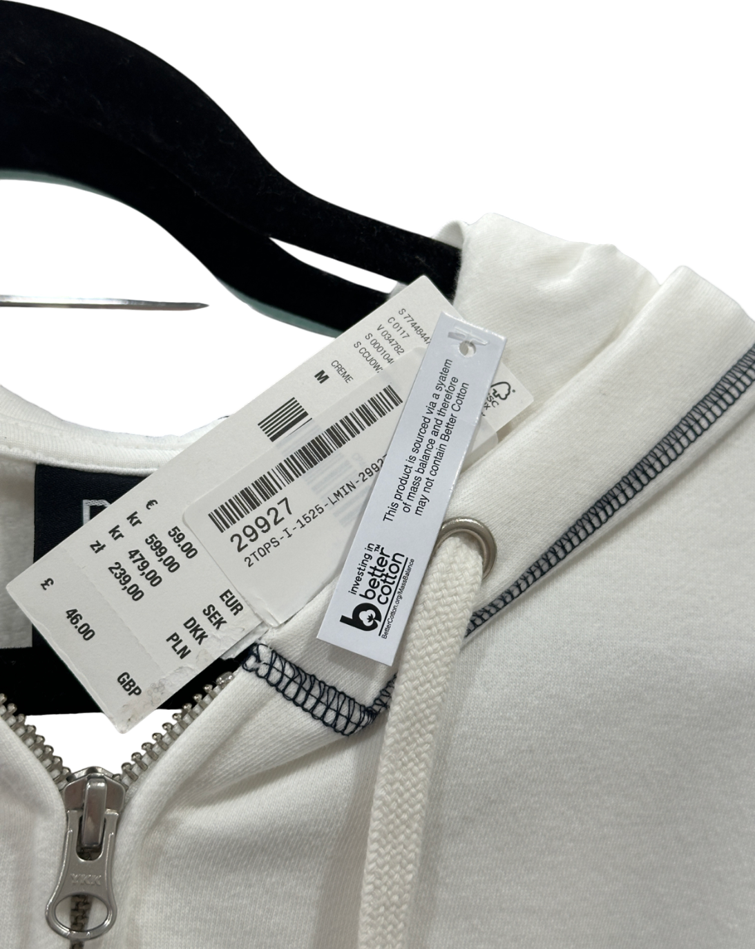 BDG White Slouchy Zip-through Hoodie UK M