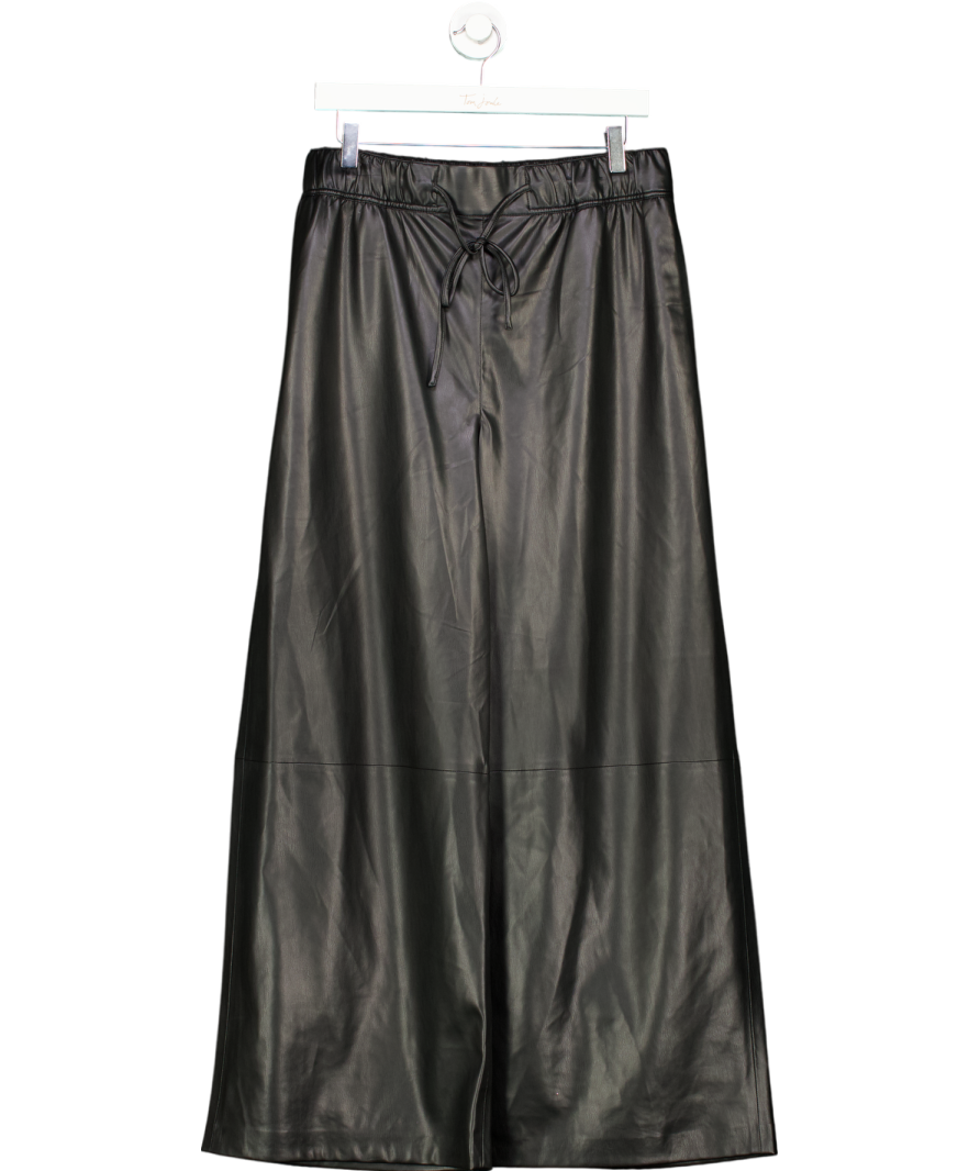 H&M Black Coated Wide Leg Trousers UK M