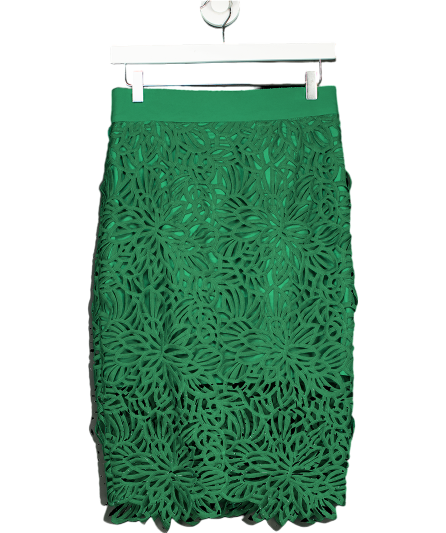 Milly New York Green Floral guipure Lace Midi Skirt UK 8