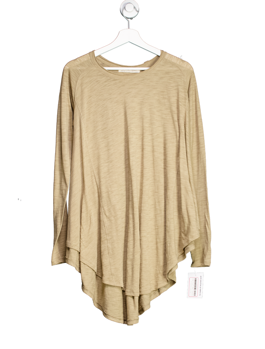 Free People Beige Aria Trapeze Long Sleeve Top UK XS