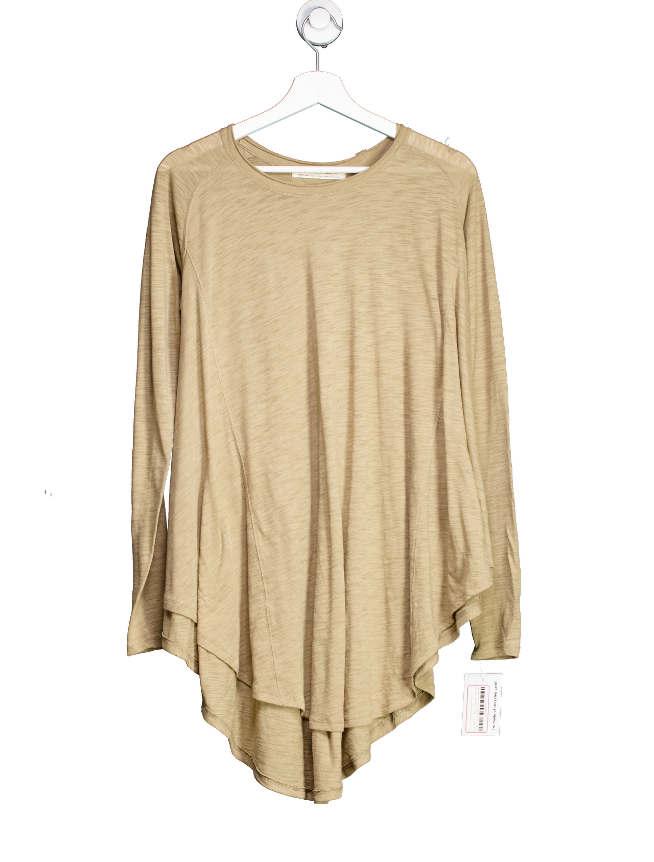 Free People Beige Aria Trapeze Long Sleeve Top UK XS