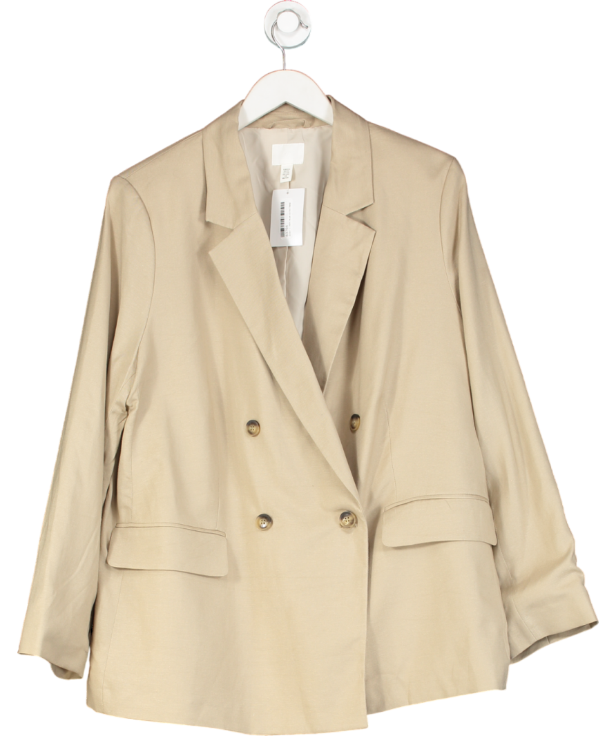 H&M Beige Linen-blend Blazer UK XXL