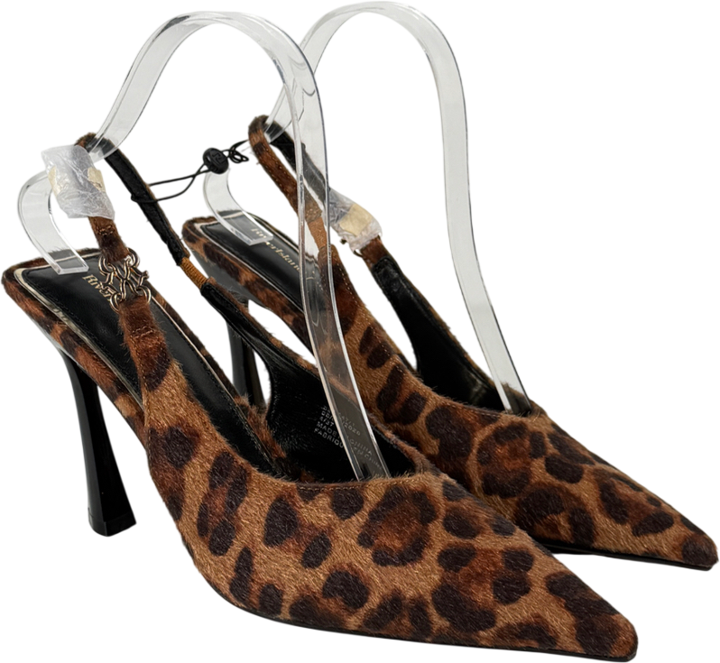 River Island Brown Leopard Print Slingback Court Heels UK 4 EU 37