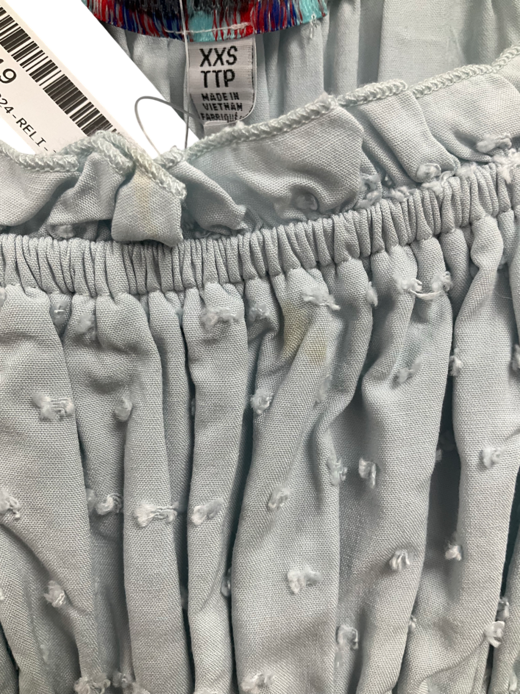 Free People Blue Smocked Playsuit UK XXS