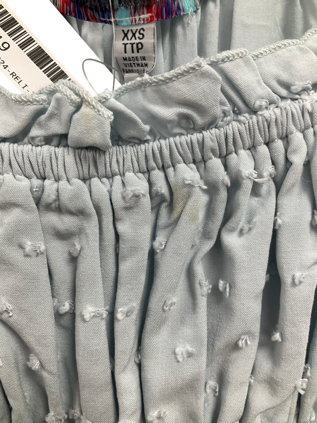 Free People Blue Smocked Playsuit UK XXS