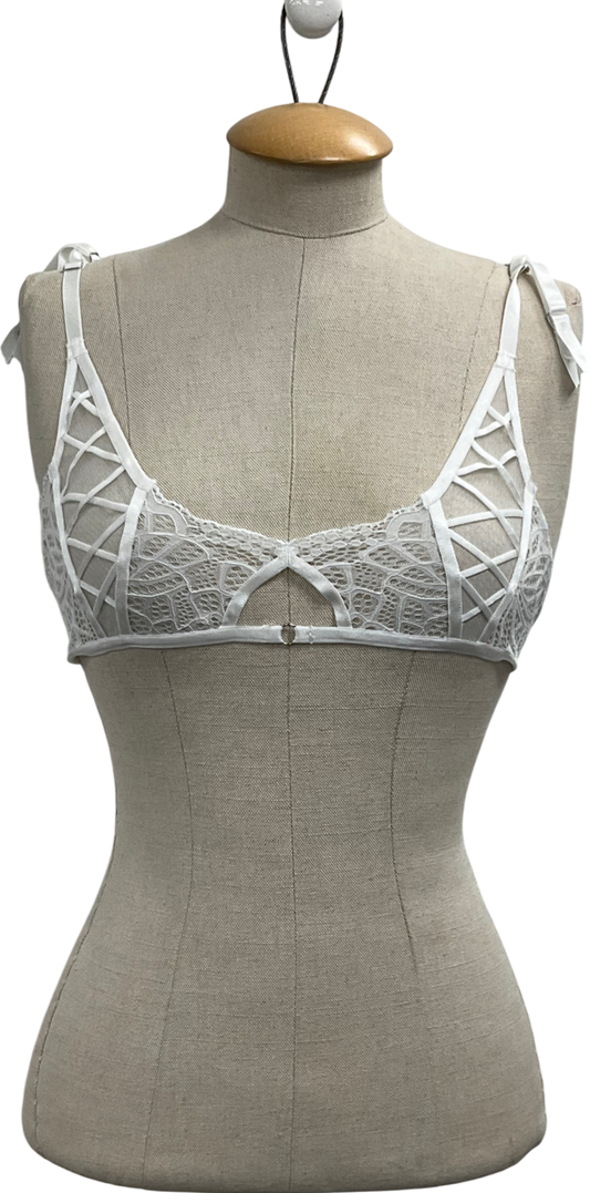 Ann Summers White Sexy Lace Plunge Bra UK 8