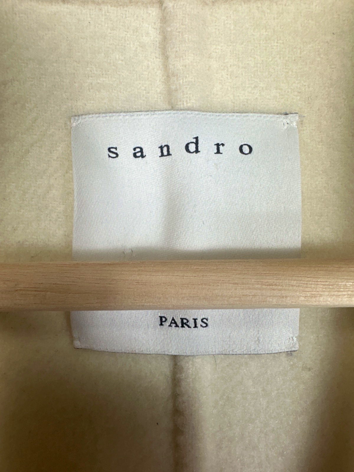 Sandro Cream Single-Breasted Wool Blend Coat Medium