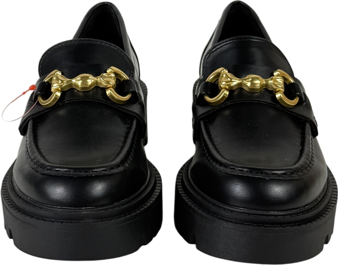 ASOS Black Wide Fit Milan Chunky Chain Detail Loafers UK 5 EU 38