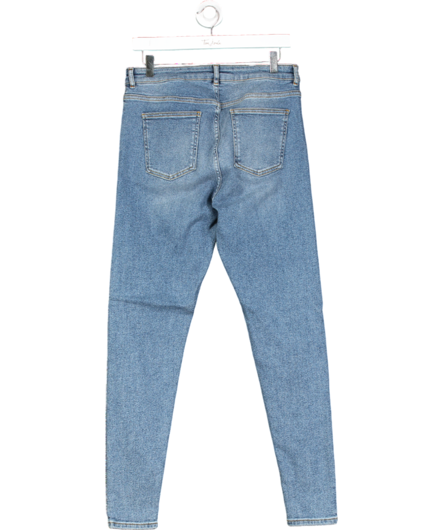 M&S Blue High Rise Skinny Stretch Jeans - Long Length UK 14