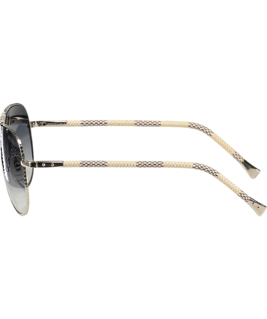 Louis Vuitton White Pilot Sunglasses In Damier Azur Silver Frames