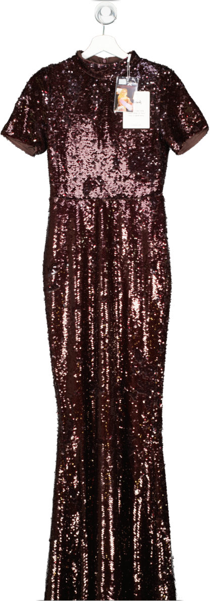 Self-Portrait Brown Sequin-embellished Maxi Dress UK 8
