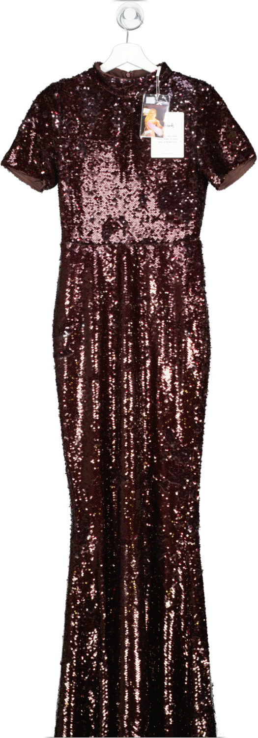Self-Portrait Brown Sequin-embellished Maxi Dress UK 8