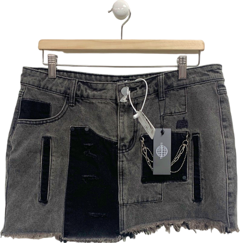 Luxe to Kill Grey Carpenter Mini Skirt UK 12