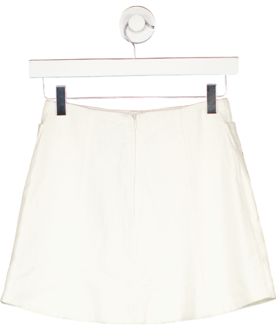 Isobel Badin White Wavy Swirly Embroidered Mini Skirt UK 6