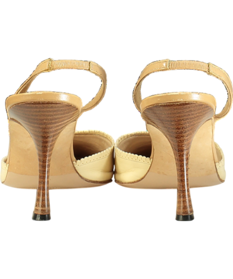 Manolo Blahnik Beige Floral Eyelet Leather Slingback Mules UK 6 EU 39 👠