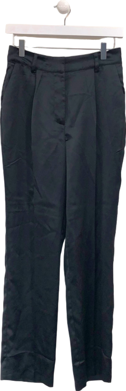 NA-KD Black Satin High Rise Suit Pants UK 8