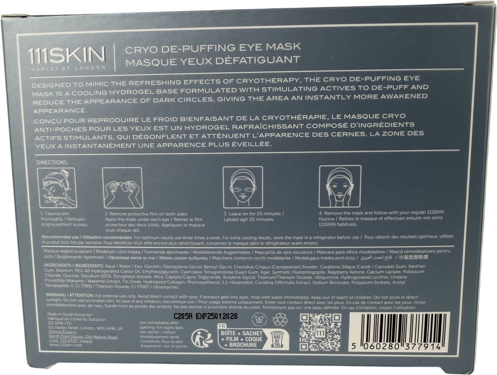 111skin Cryo De-puffing Eye Mask 8 Pack