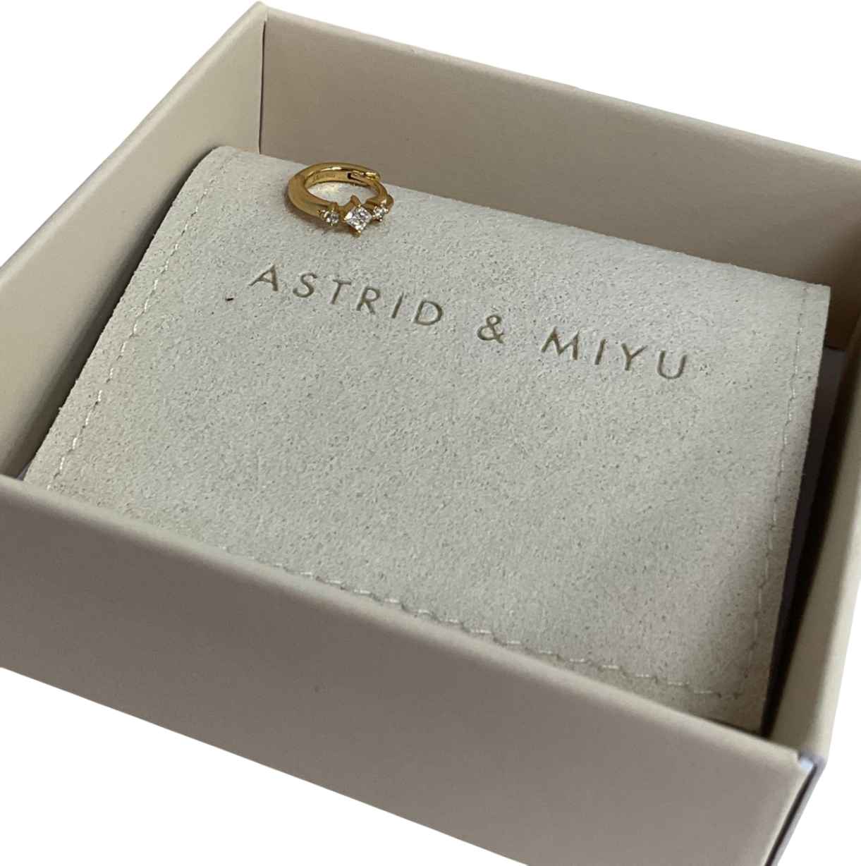 Astrid & Miyu Square Crystal Single Hoop In Gold One Size